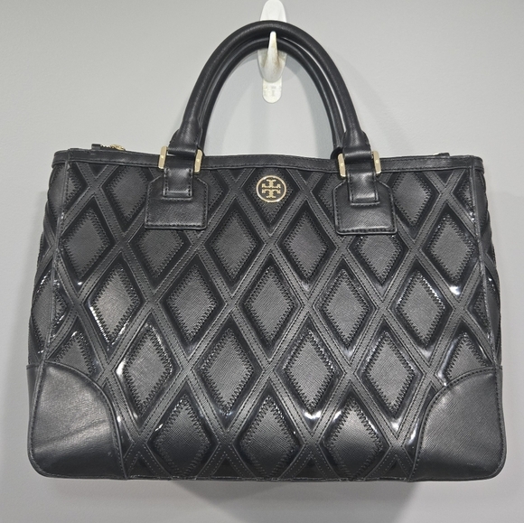 🐢 Tory Burch Robinson Patchwork Double Zip Leather Bag - Picture 1 of 14